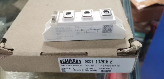 SKKT107B16E 1600V 107A Moduł podwójnego tyrystora Niska VF 1,35V 2,4kA Prąd udarowy AlN Ceramiczna podstawa Styki dociskowe SEMIPACK1 Izolowany Certyfikat UL do Soft Starterów i Falowników
