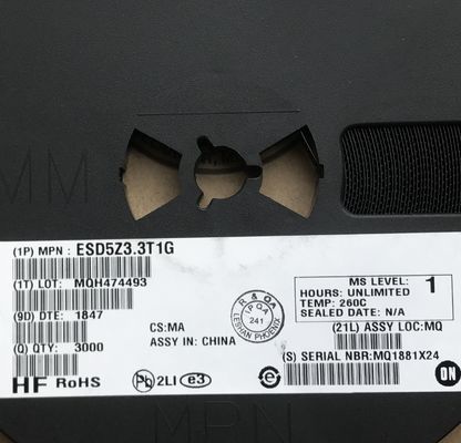 ESD5Z3.3T1G 3.3V Zamknięcie SOD-523 Pakiet <1pF Pojemność Dwukierunkowa IEC 61000-4-2 Poziom 4 (30kV), Ochrona ESD Obrona linii danych dużych prędkości Idealna dla przenośnej elektroniki