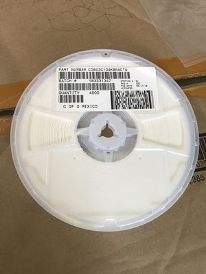 C0603C104K8RACTU 100nF 10V X7R 0603 MLCC Charakteryzujący się tolerancją 10%, wysoką pojemnością, stabilną wydajnością od -55°C do +125°C i zgodnością z RoHS