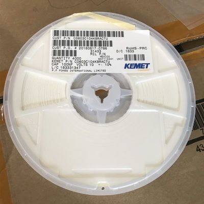 C0603C104K8RACTU 100nF 10V X7R 0603 MLCC Charakteryzujący się tolerancją 10%, wysoką pojemnością, stabilną wydajnością od -55°C do +125°C i zgodnością z RoHS