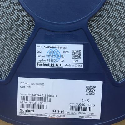 SWPA4018S680MT 68μH Induktor mocy z tolerancją 20% Rozmiar 4018 Prąd nasycenia 1,24A Prąd narastania temperatury 1,15A Konstrukcja ekranowana Zakres temperatur od -40°C do 125°C Zgodność z RoHS Opakowanie taśma i szpula
