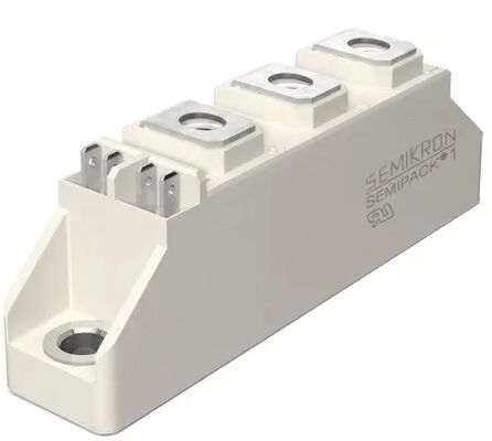 SKKT107B16E 1600V 107A Moduł podwójnego tyrystora Niska VF 1,35V 2,4kA Prąd udarowy AlN Ceramiczna podstawa Styki dociskowe SEMIPACK1 Izolowany Certyfikat UL do Soft Starterów i Falowników