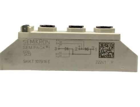 SKKT107B16E 1600V 107A Moduł podwójnego tyrystora Niska VF 1,35V 2,4kA Prąd udarowy AlN Ceramiczna podstawa Styki dociskowe SEMIPACK1 Izolowany Certyfikat UL do Soft Starterów i Falowników