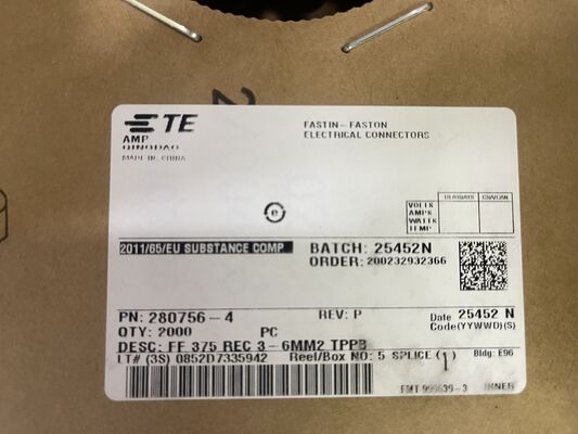 280756-4 4 Pozycja 2,5 mm Pitch Wire-to-Board Receptacle Crimp Housing Friction Lock Panel Mount UL 94V-0 Polaryzowana 4.5A Rating dla dystrybucji energii i kontroli przemysłowej